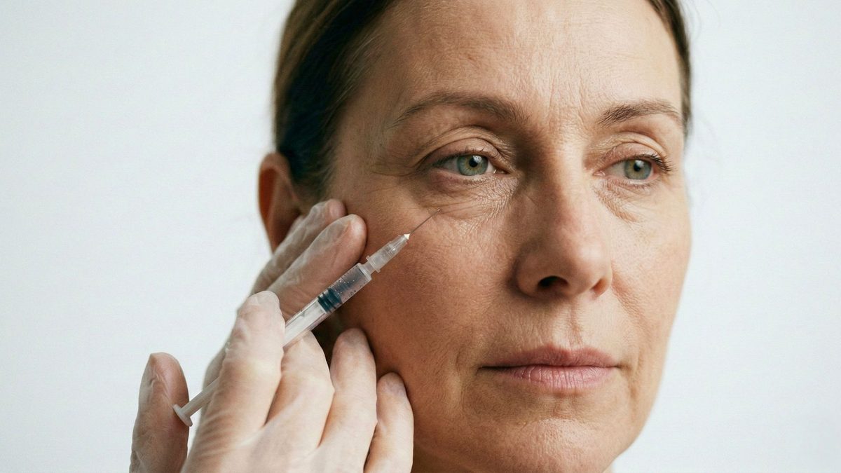 Tear trough filler injection under the eye to treat dark circles and under-eye hollowing